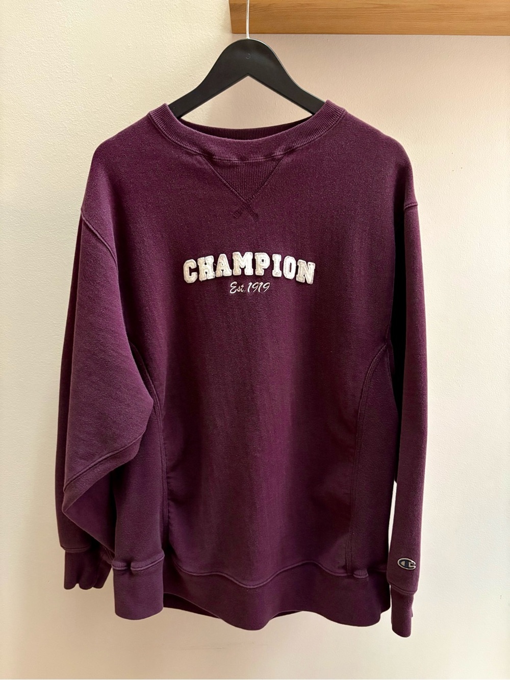 Champion VTG late 90s Y2K maroon premium weave crewneck L